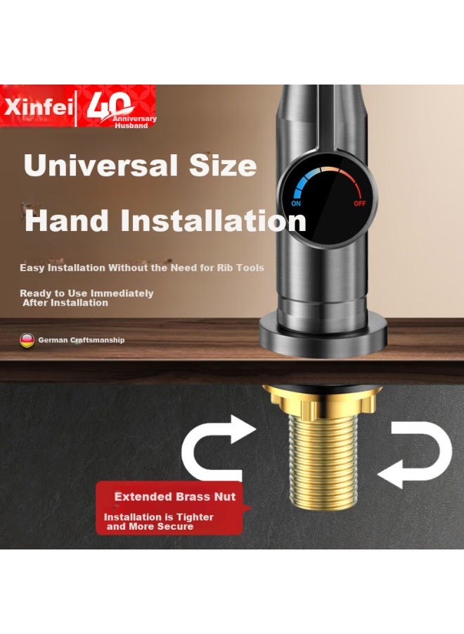 New Fly Xinfei Stainless Steel Kitchen Faucet Single Cold Pressurized Anti-splash Universal Rotating Vegetable Washing Basin Sink Faucet Gray Water Faucet - Image 2