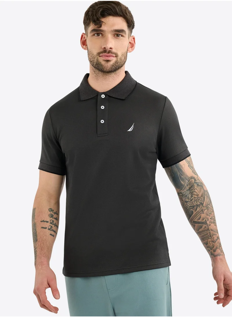 NAUTICA Men's Cotton Blend Black Polo T-Shirt – Classic Essential for Casual Look