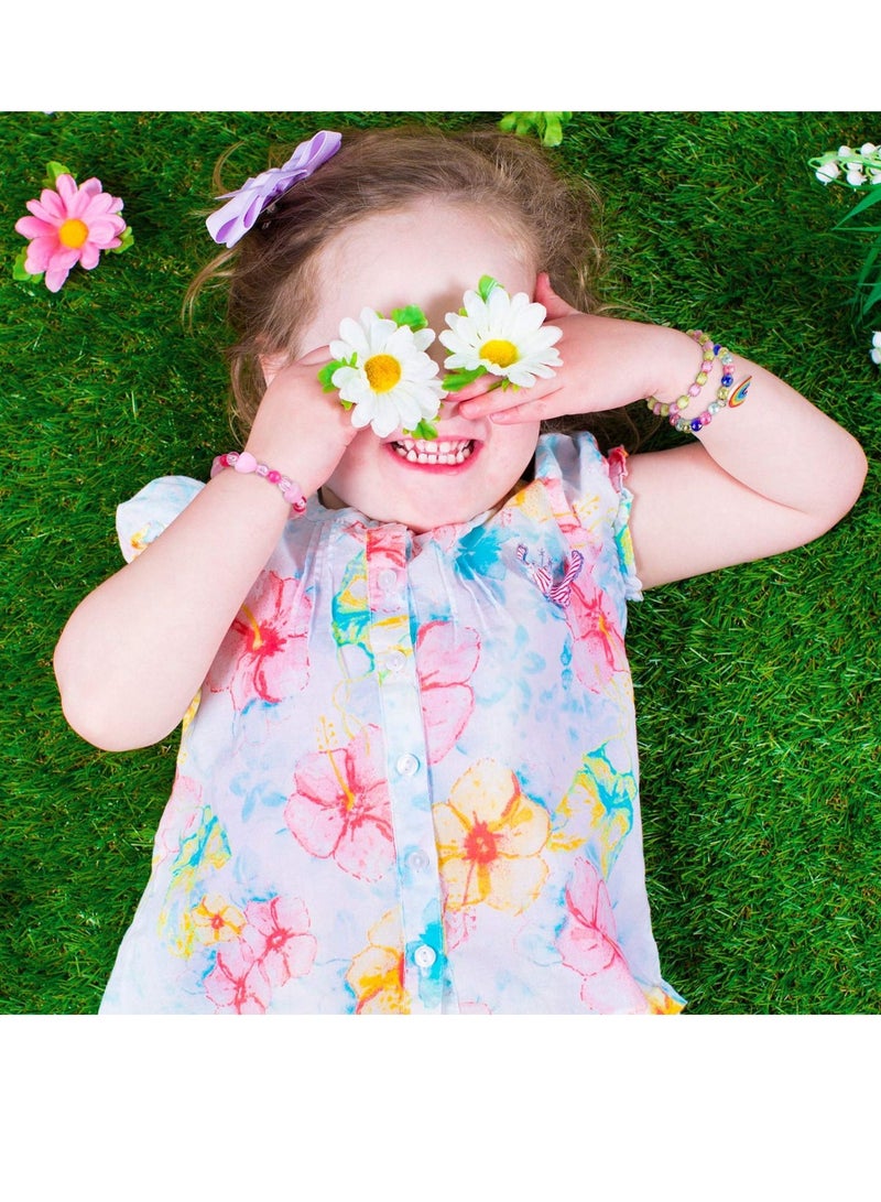 SOLARAE 12pcs Butterfly Beaded Bracelet Colorful Princess Bracelet Girls Present Toy Stretchy Costume Jewelry Set Favors Crystal Friendship Jewelry Dress up for Birthday Party Carnival Favors (Style 2-12pcs) - Image 2