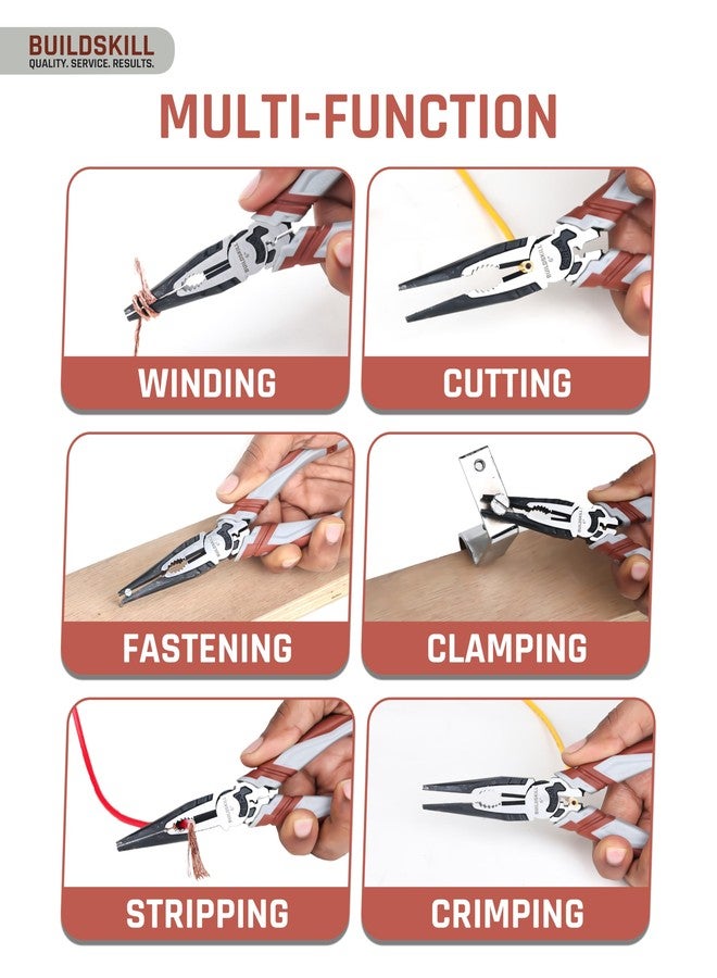 Buildskill CNC Nose Plier 6" Hand Tools, Wire Cutter, Cutting Plier, Suited for Bending, Straightening, Stripping, Hardened Jaw, Electrical Tools, For Home & Professional Use - Image 4