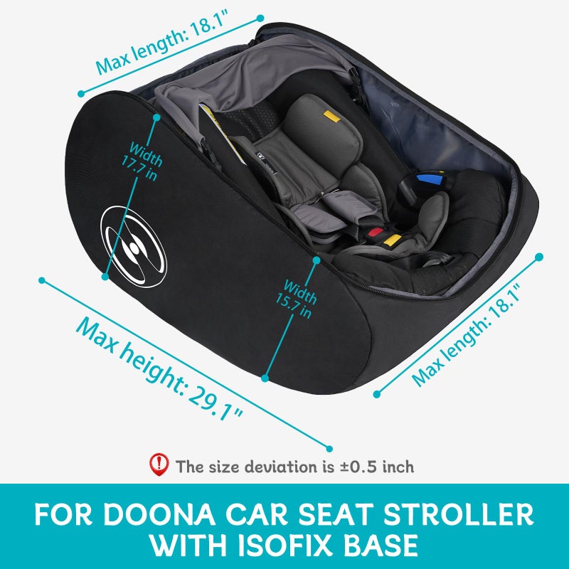 YOREPEK Padded Car Seat Travel Bag for Airplane, Fits for Doona Car Seat Stroller with isofix Base, Infant Car Seat Bags with Lockable Zipper, Foldable Gate Check Stroller Backpack for Baby Travel - Image 2