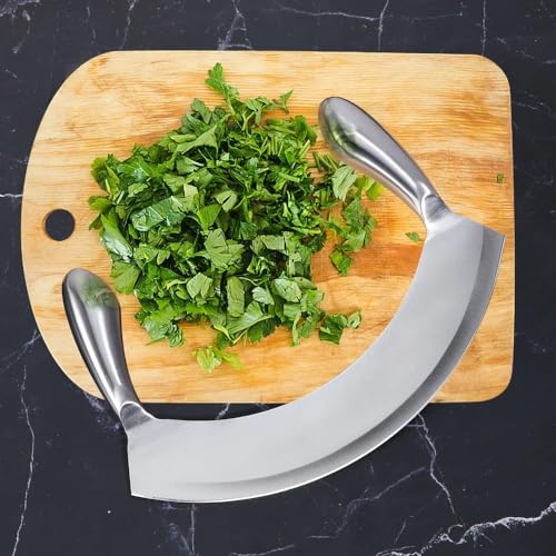 DAYANIDHI Dayanadhi Professional 9.5 Inch Stainless Steel Pizza Cutter | Double Handle Multipurpose Slicer | Sharp Blade for Pizza Garlic Fruits Vegetables Mincing & Slicing (Silver, 1 Piece) - Image 5