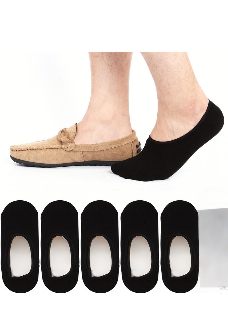 5 Pack Mens No Show Socks Casual Low Cut Thin Loafers Non Slip Boat Liners - Image 1