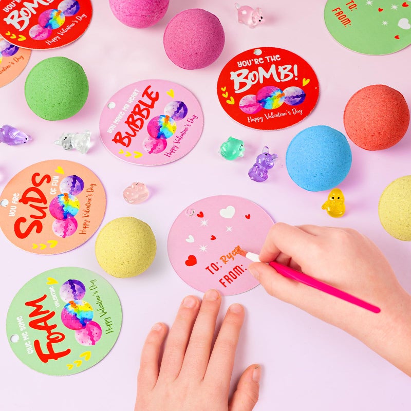 Zesua Valentines Day Gifts For Kids - 24 Pack Bath Bombs With Animal Toy Inside And Valentine'S Cards - Organic Fizzy Bubble Bath Ball For Boys Girls Toddler Classroom Exchange School Party Favors Birthday - Image 5