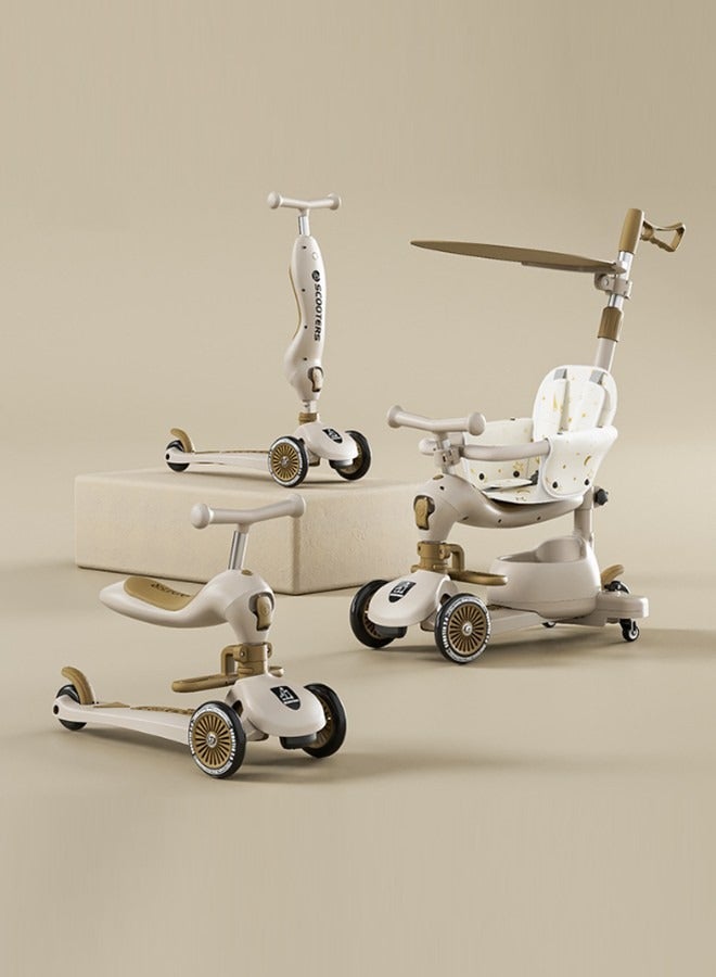 JCB CHIC سكوتر الأطفال ， سكوتر الأطفال 3-1 سكوتر أطفال 3-1 للأطفال، لعبة أطفال صغار يقفون ويقودون في رحلة بحرية مع سياج 360 درجة للطفل ومظلة دفع قابلة للتعديل للوالدين ， أفضل هدية للأولاد والبنات من عمر 1-5 سنوات (KYQ600) - Image 1