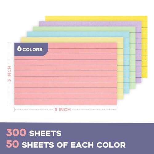 Goefun Colored Lined Index Cards 3x5 Ruled-Goefun 300 Sheets Lined Note Cards 3 x 5 Color Flashcards for Studying, Note Taking, To Do List - Image 2