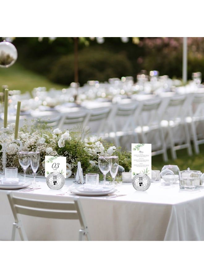 Engrowtic 12 Pcs Disco Ball Place Card Holders Silver Table Number Holder for Photo Name Card Stands Disco Centerpiece Decor for Wedding Party Birthday Table Number, 2 Inch - Image 4