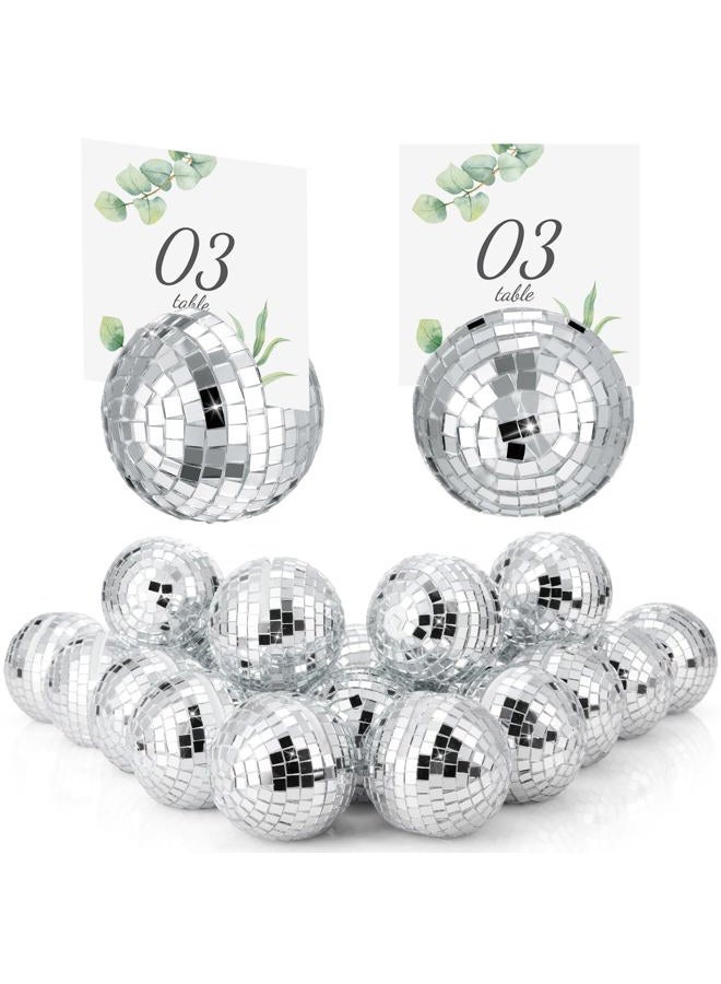 Engrowtic 12 Pcs Disco Ball Place Card Holders Silver Table Number Holder for Photo Name Card Stands Disco Centerpiece Decor for Wedding Party Birthday Table Number, 2 Inch - Image 1