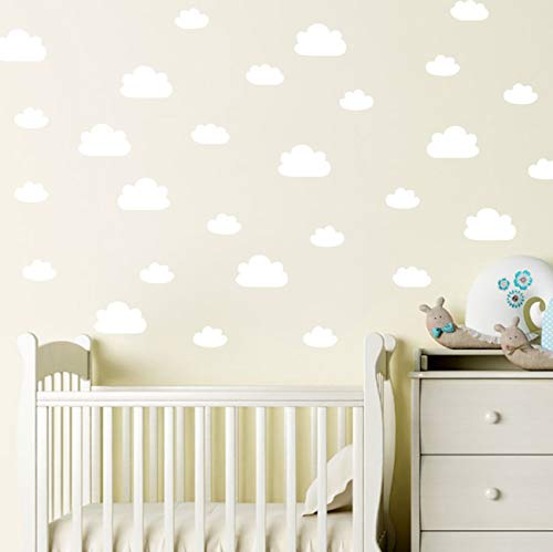 JURUOXIN 56 Pieces/Set Cloud Wall Decal Vinyl Sticker Nursery Kids Child Boys Girls Room Decor Nursery Baby Bedroom Decoration Home Stickers YMX03 (White) - Image 4