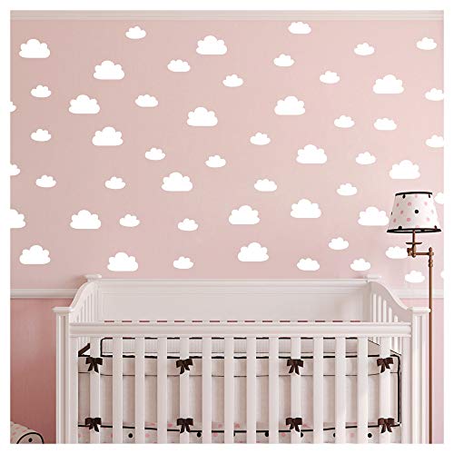 JURUOXIN 56 Pieces/Set Cloud Wall Decal Vinyl Sticker Nursery Kids Child Boys Girls Room Decor Nursery Baby Bedroom Decoration Home Stickers YMX03 (White) - Image 1