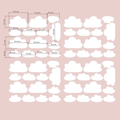 JURUOXIN 56 Pieces/Set Cloud Wall Decal Vinyl Sticker Nursery Kids Child Boys Girls Room Decor Nursery Baby Bedroom Decoration Home Stickers YMX03 (White) - Image 2