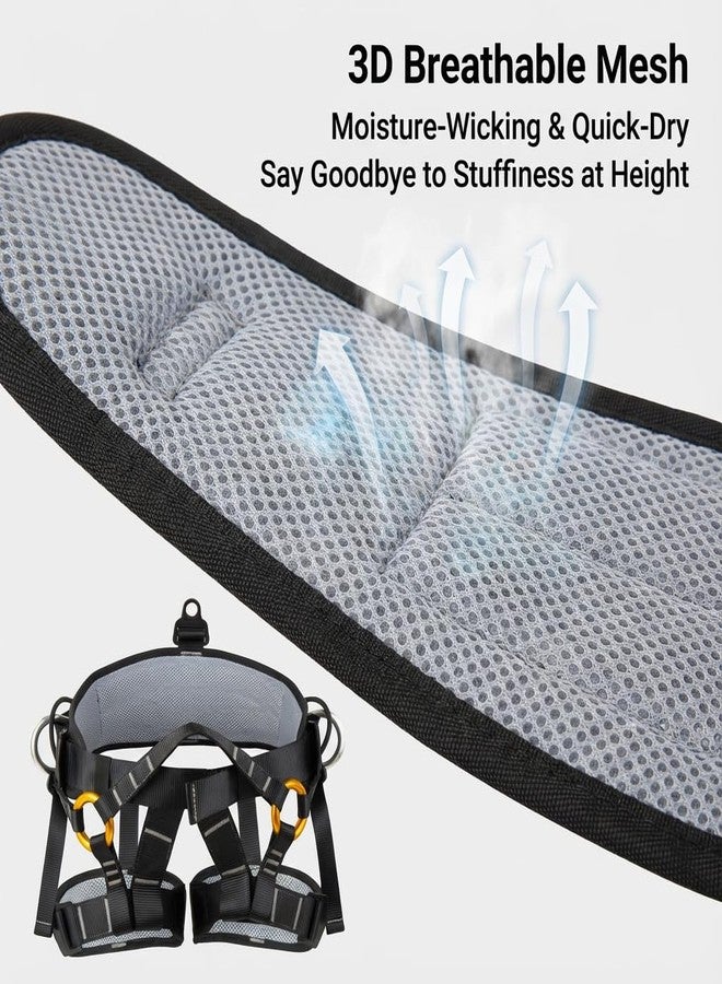 Zeluga 15-227 High Strength Fall Protection Safety Harness, Half Body Arborist Climbing Harness with Heavy-Duty D-Rings, Safety Belt for Tree Work, Climbing, Construction, Black - Image 4