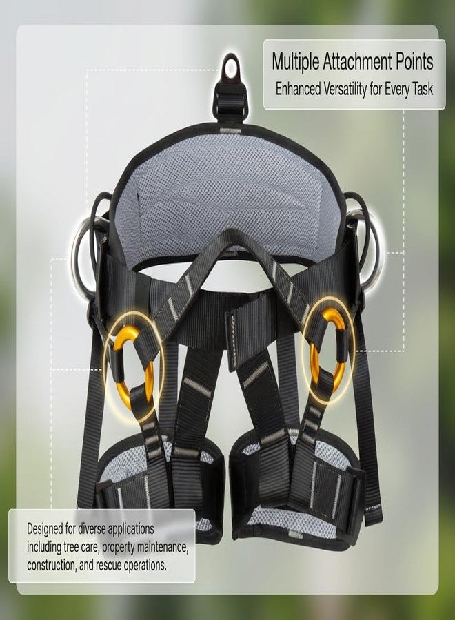 Zeluga 15-227 High Strength Fall Protection Safety Harness, Half Body Arborist Climbing Harness with Heavy-Duty D-Rings, Safety Belt for Tree Work, Climbing, Construction, Black - Image 2
