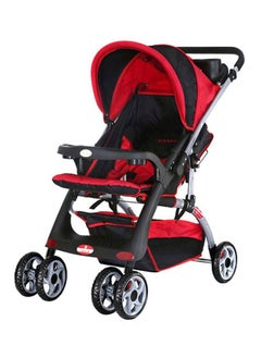 BABY PLUS Baby Plus Red & Black Ultra-Light Stroller – Compact, Foldable & Travel-Ready for Newborns & Toddlers (0-3 Years), with Multi-Position Reclining Seat, Sun Canopy, Storage Basket & Shock-Absorbing Wheels  - Image 1