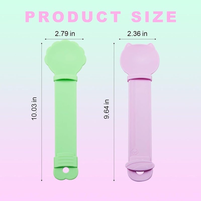 LuckyOpt Cat Strip Squeeze Feeder, 2pcs Cute Easy to Clean Cat Treat Spoon lickable Cat Food Spoon with Hanging Hole, Multifunctional Pet Feeding Spoon Not Dirty Hands Cat Feeding Spoon (Green+Pink) - Image 2