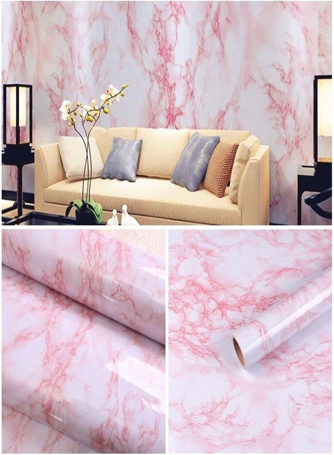 practicalWs 15.7in x 472.4in White/Pink Marble Stick Paper Peel and Stick Countertops Self-Adhesive Vinyl Watertight Wallpaper Great As Cabinets Drawer Shelf Wall Crafts Wall Paper Decorations - Image 4