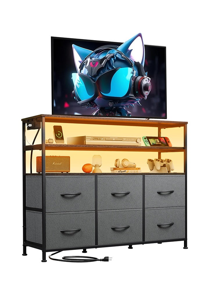 NKX Six-drawer double open shelf  Cabinet for inside Home Room Storage Cabinet 47" inch Grey Color 39.65" inches - Image 1