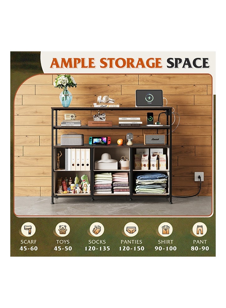 NKX Six-drawer double open shelf  Cabinet for inside Home Room Storage Cabinet 47" inch Grey Color 39.65" inches - Image 5