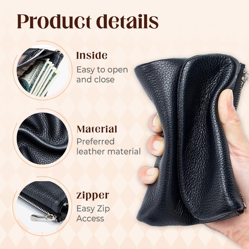 Genuine Leather Pebble Wallet For Women And Men Coin Card Holder Color 1 - Image 4