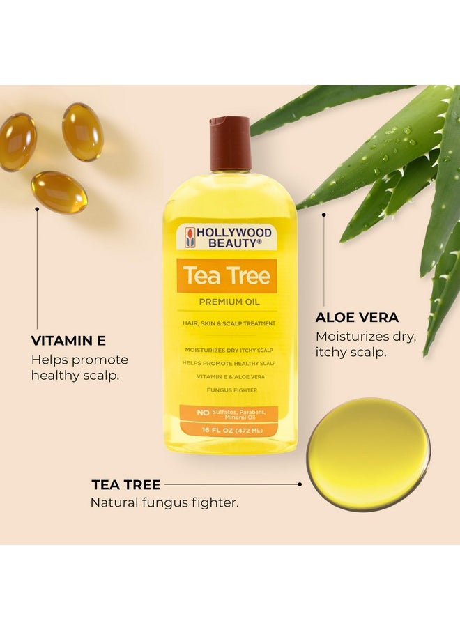 Hollywood Beauty Hollywood Beauty Tea Tree Oil for Hair, Scalp, and Skin, 16 fl oz - Moisturizes Dry, Itchy Scalp, Fungus Fighter, Blended with Vitamin E & Aloe  - Image 3