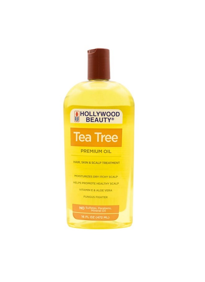 Hollywood Beauty Hollywood Beauty Tea Tree Oil for Hair, Scalp, and Skin, 16 fl oz - Moisturizes Dry, Itchy Scalp, Fungus Fighter, Blended with Vitamin E & Aloe  - Image 1