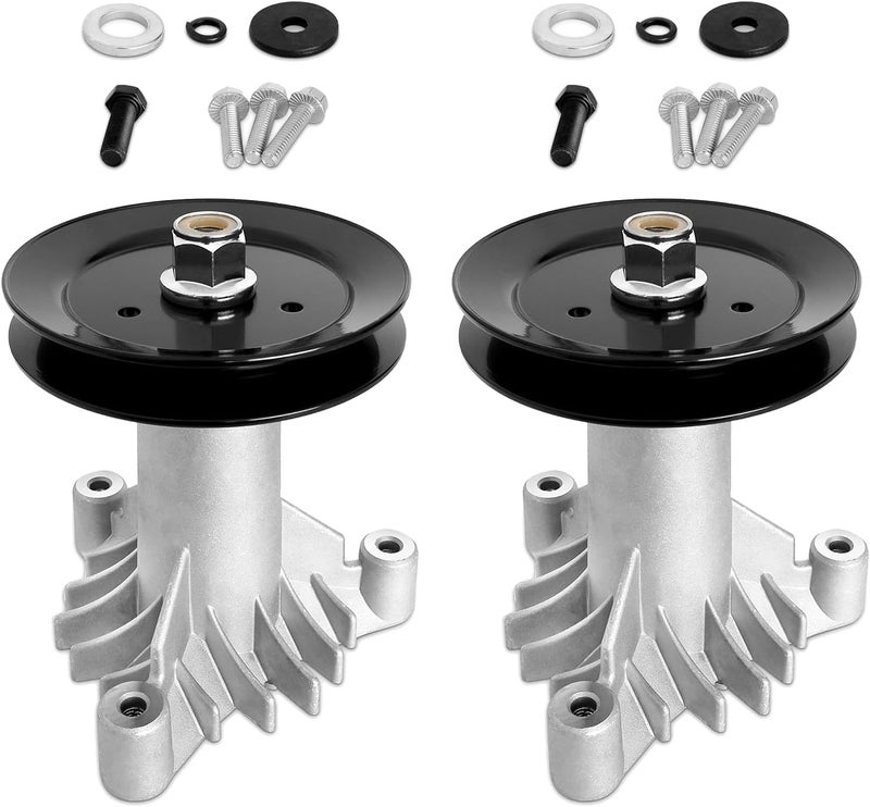 Fourtry Store 130794 Spindle 153535 Pulley Compatible with Craftsman Mower - Spindle Assembly with Pulley Compatible with Craftsman LT1000 LT2000 DYT4000 42" Deck Tractor, HU, Poulan Pro Mower, 2 Pack - Image 1