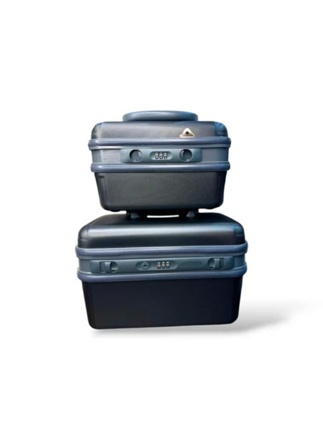 طقم شنطة من حقيبتين فايبر بقفل مقاس 12/10.اسود