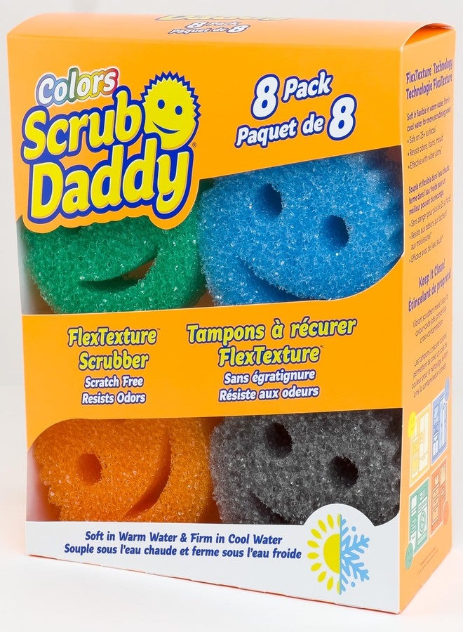 Scrub Daddy 8 Sponge Set, Colors, Scratch-Free Sponges for Dishes & Home, Odor Resistant Scrubbers, Soft in Warm Water Firm in Cool, Deep Cleaning, Dishwasher Safe, Multi-use Functional Ergonomic, 8ct - Image 1