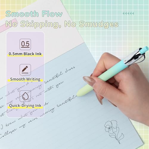 YOXMJDB 5 Pcs Gel Pens, 0.5mm Black Ink Fine Point Quick-Drying Retractable Pens with Metal Clip, Smooth Writing Pens for School & Office, Journaling & Note Taking (5 Pcs Z4 Aurora) - Image 3