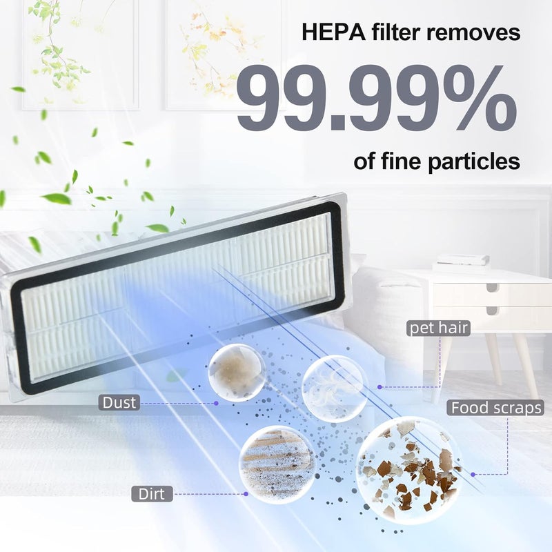 AnDongo 18 Pcs Accessories Kit for Dreametech L10s Ultra / L10 Ultra Robot Vacuum Replacement Parts Including 1 Main Brush 4 HEPA Filters 6 Sidebrushes 6 Mop Pads 1 Cleaning Brush - Image 5