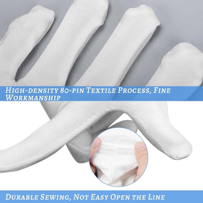 HMNYSOL 5Pairs (10Pcs) Moisturizing Gloves Overnight for Men and Women, Washable SPA White Cotton Gloves for Dry Hands Eczema Work Inspection Service Performance - Image 2