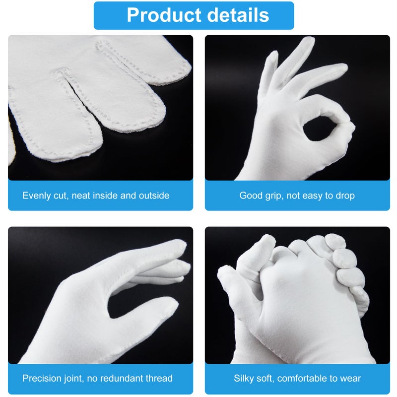 HMNYSOL 5Pairs (10Pcs) Moisturizing Gloves Overnight for Men and Women, Washable SPA White Cotton Gloves for Dry Hands Eczema Work Inspection Service Performance - Image 4