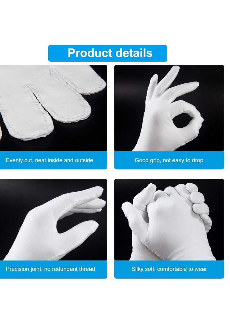 HMNYSOL 5Pairs(10Pcs) Moisturizing Gloves Overnight, Cotton Gloves for Dry Hands Eczema,White Cotton Gloves for Men and Women,Washable SPA Cotton Inspection Gloves, One Size Fit Most Cloth Gloves  - Image 2