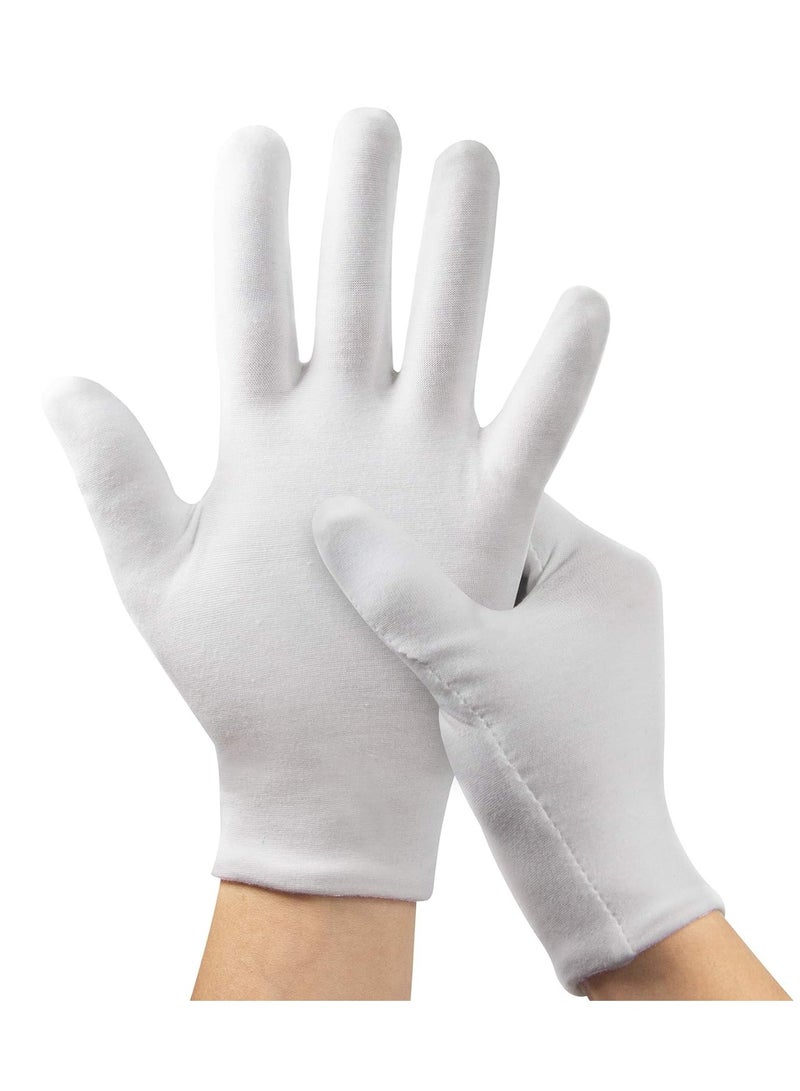 HMNYSOL 5Pairs(10Pcs) Moisturizing Gloves Overnight, Cotton Gloves for Dry Hands Eczema,White Cotton Gloves for Men and Women,Washable SPA Cotton Inspection Gloves, One Size Fit Most Cloth Gloves  - Image 1