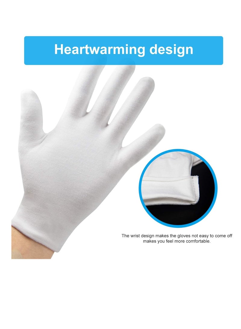 HMNYSOL 5Pairs(10Pcs) Moisturizing Gloves Overnight, Cotton Gloves for Dry Hands Eczema,White Cotton Gloves for Men and Women,Washable SPA Cotton Inspection Gloves, One Size Fit Most Cloth Gloves  - Image 3