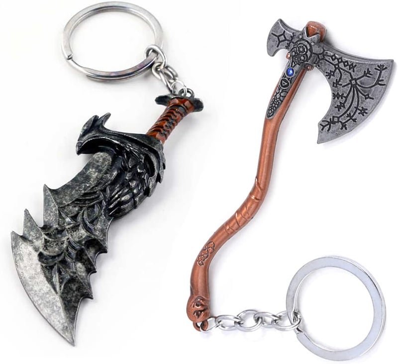 God of War Keychain Set - Leviathan Axe & Blades of Chaos Metal Keychains - Image 1