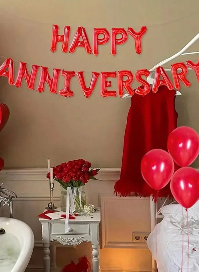Anniversary Celebration Balloons – A Set of 41 Pieces Including Heart-Shaped Balloons, Red Latex Balloons, and "Happy Anniversary" Letter Balloons to Add a Special and Unique Touch to Your Party. - Image 4
