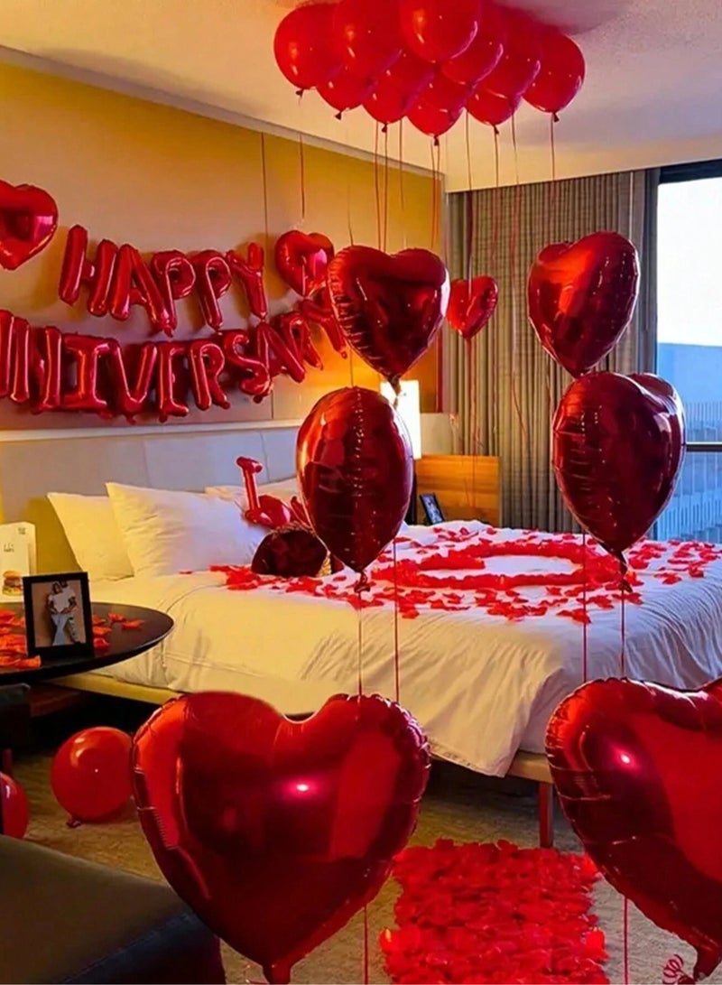 Anniversary Celebration Balloons – A Set of 41 Pieces Including Heart-Shaped Balloons, Red Latex Balloons, and "Happy Anniversary" Letter Balloons to Add a Special and Unique Touch to Your Party. - Image 3