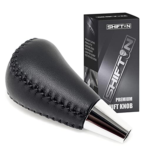 SHIFTIN Leather Wood Gear Shift Knob for Toyota Avalon Yaris 4Runner Land Cruiser Sienna Camry Solara Tacoma and Lexus ES300 ES330 GS300 GS400 GS430 SC300 SC400 (Gray Leather/Birds Eye Walnut) - Image 1