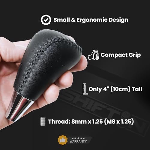 SHIFTIN Leather Wood Gear Shift Knob for Toyota Avalon Yaris 4Runner Land Cruiser Sienna Camry Solara Tacoma and Lexus ES300 ES330 GS300 GS400 GS430 SC300 SC400 (Gray Leather/Birds Eye Walnut) - Image 3