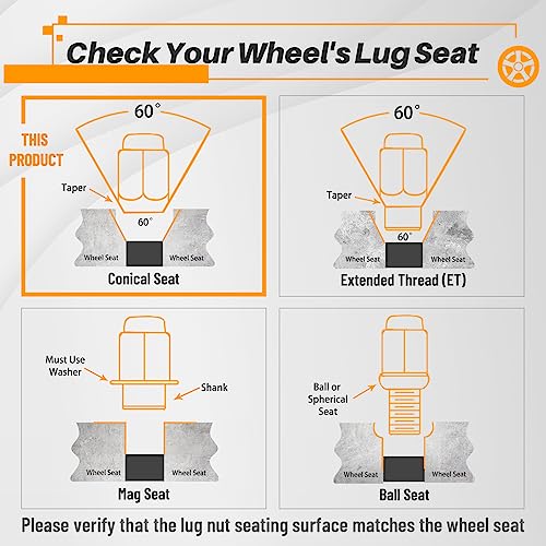 MIKKUPPA 9/16-18 Lug Nuts - Replacement for 2002-2011 Dodge Ram 1500, 2004-2009 Durango, 2006-2010 Dakota, 2006-2009 Chrysler Aspen Factory Wheels, One-Piece OEM Style Lug Nuts, 20PCS Large Acorn Seat - Image 3