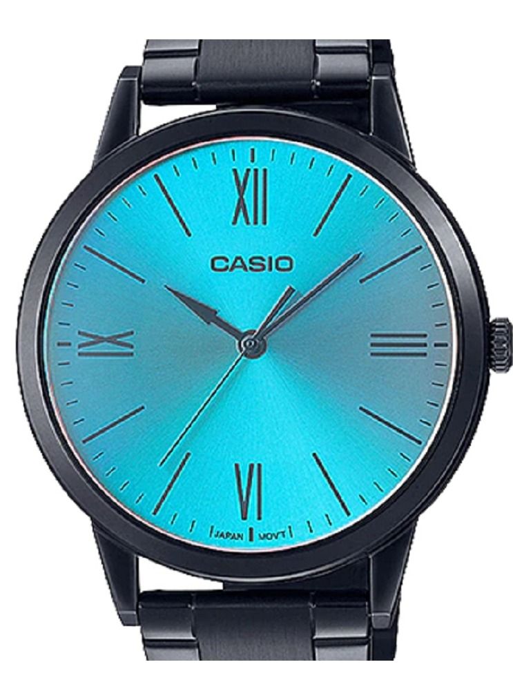 Casio Men Watch Analog Blue Dial Stainless Steel Black ion Plated Band and Case MTP-E600B-2BDF. - Image 3
