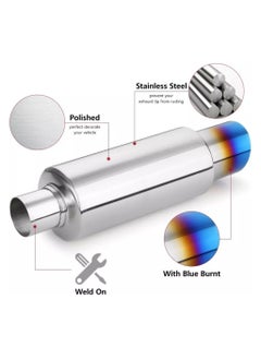 WINCA Exhaust Muffler, 2.5" Inlet Outlet Exhaust Tip Pipe 63mm Stainless Steel Universal Exhaust Muffler for Most Cars, Sedans, and Trucks (114 BL)  - Image 2