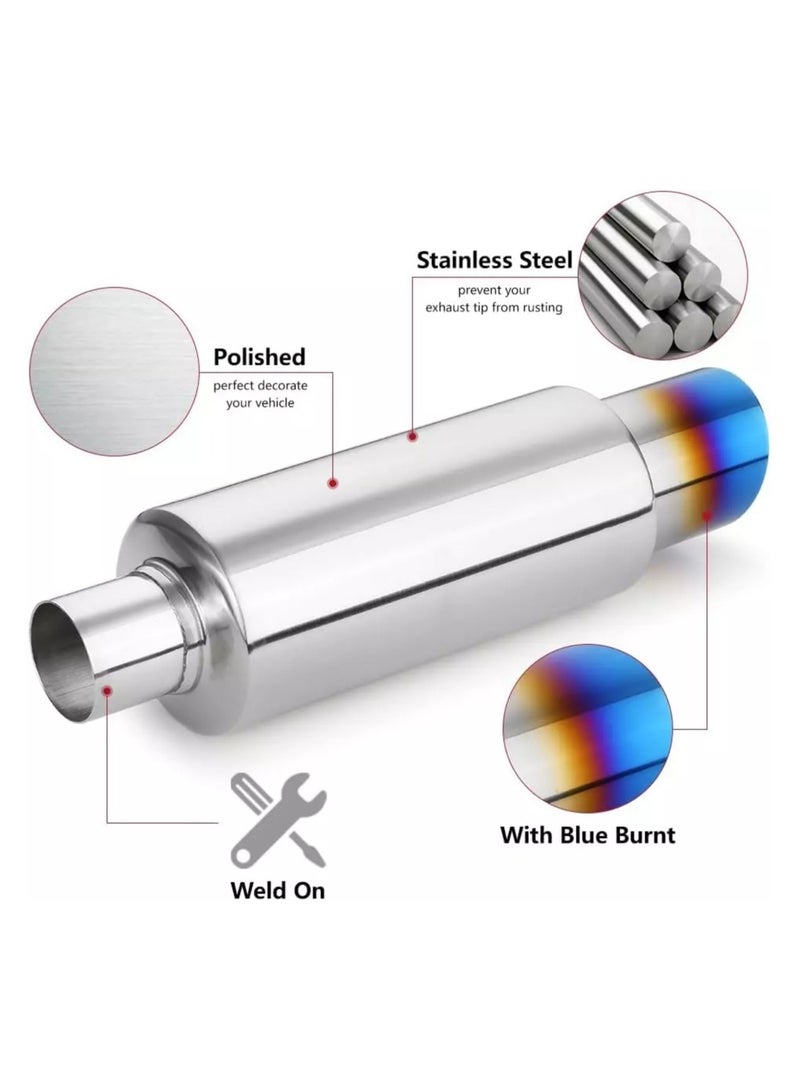 WINCA Exhaust Muffler, 2.5" Inlet Outlet Exhaust Tip Pipe 63mm Stainless Steel Universal Exhaust Muffler for Most Cars, Sedans, and Trucks (114 BL) - Image 2
