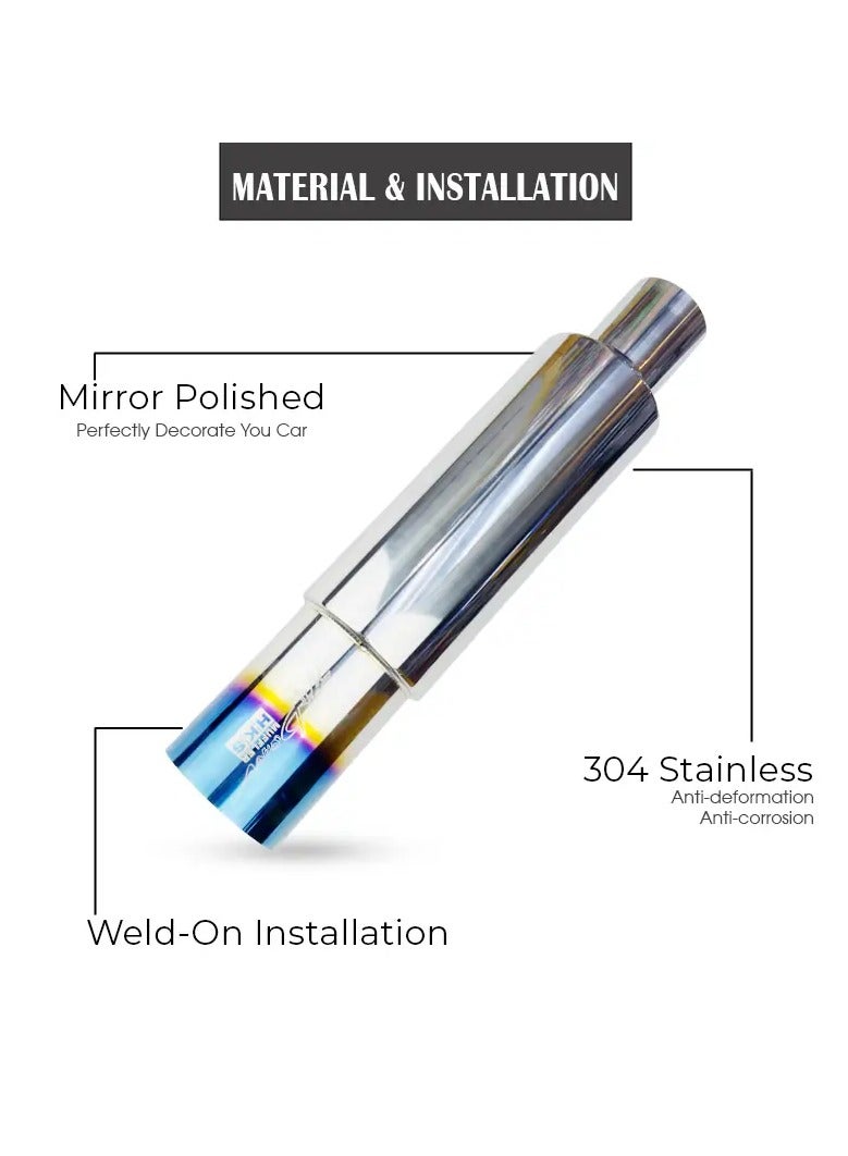 WINCA Exhaust Muffler, 2.5" Inlet Outlet Exhaust Tip Pipe 63mm Stainless Steel Universal Exhaust Muffler for Most Cars, Sedans, and Trucks (114 BL) - Image 4