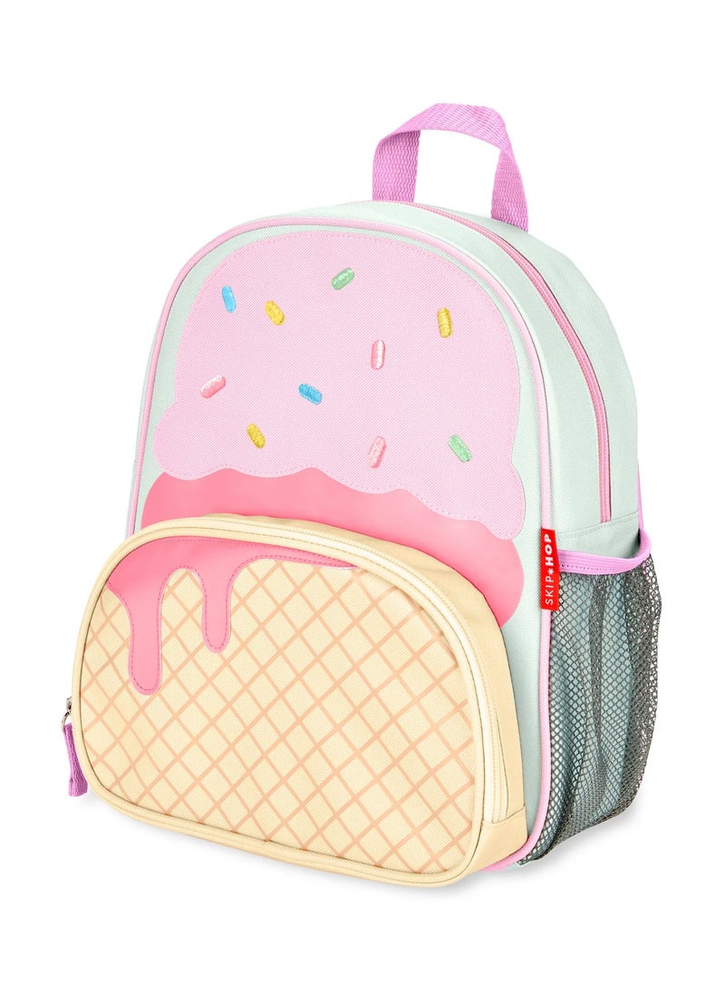 Skip Hop Skip Hop Spark Style Ice Cream Themed Kids Backpack, Preschool Backpack for Boys and Girls, Spacious, Adjustable Padded Straps, Side Mesh Bottle Pocket, Durable and Easy to Clean, Suitable for 3 Years+, Pink - 12 Inches  - Image 2