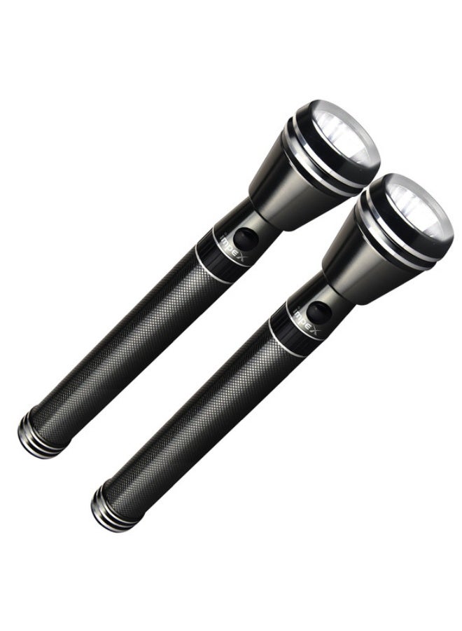 Impex 2-Piece Rechargeable Flashlight with Wide Voltage DC Durable Switch Black 292.5x199x53mm - Image 2