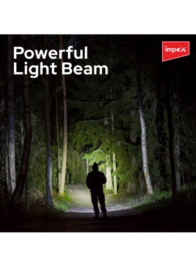 Impex 2-Piece Rechargeable Flashlight with Wide Voltage DC Durable Switch Black 292.5x199x53mm - Image 1