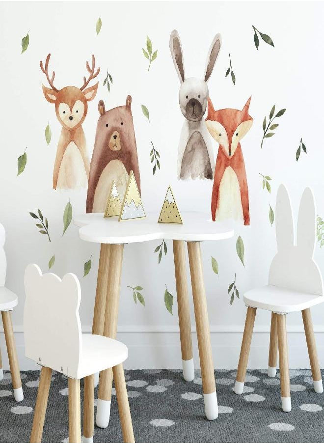 RoomMates RoomMates RMK4020SCS Watercolor Woodland Critters Peel and Stick Wall Decals, Brown, Gray, Green, Orange, Tan  - Image 1