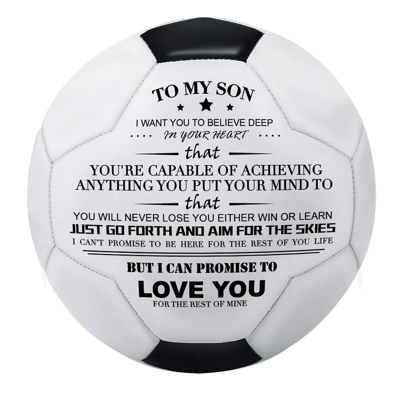 K KENON Kenon Engraved Soccer Ball/Football Toy to My Son - Youth and Adult Soccer Balls with Pump- Perfect for Son Birthday Graduation - Image 1